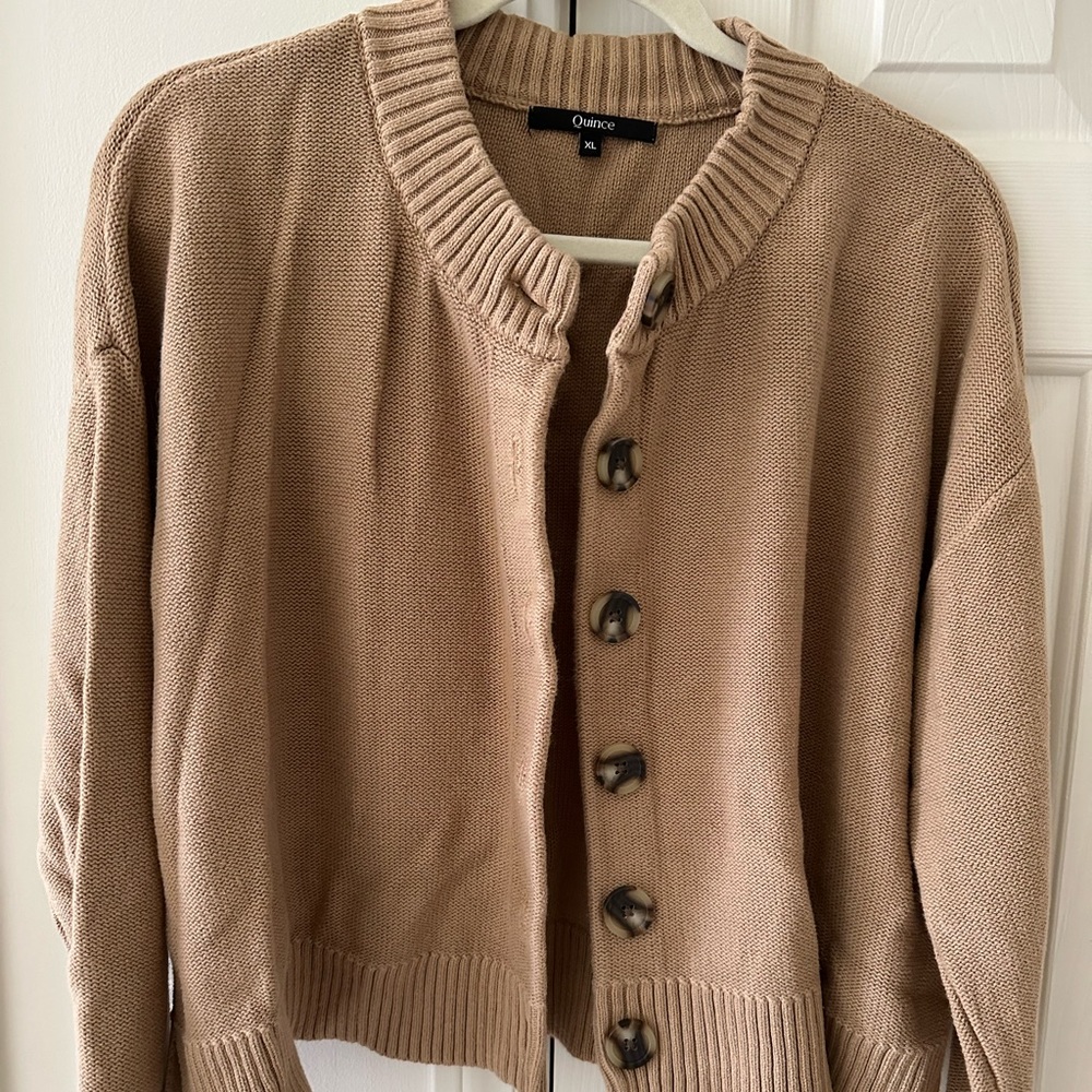 Quince Organic Cotton Cropped Cardigan, XL